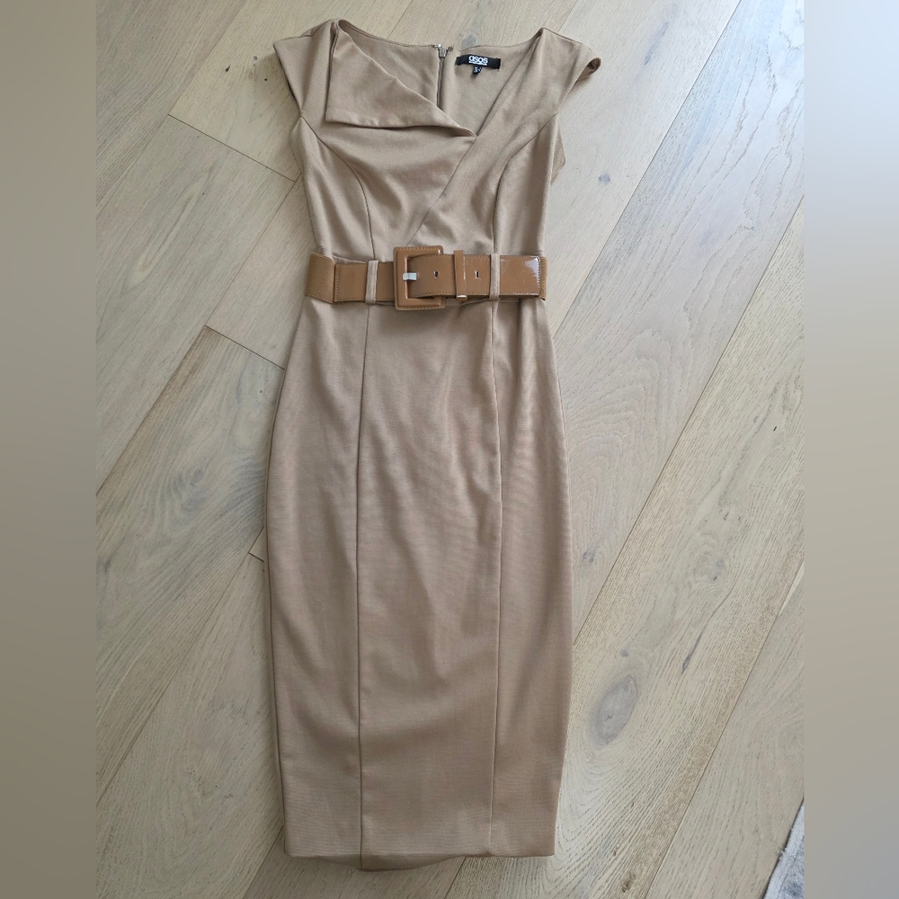 ASOS Tan Tailored Dress with Belt